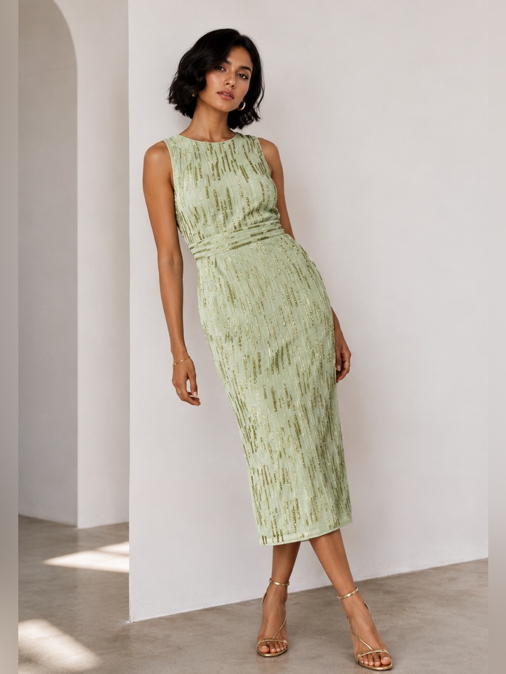 NWT Mac Duggal Sage Cocktail Dress
